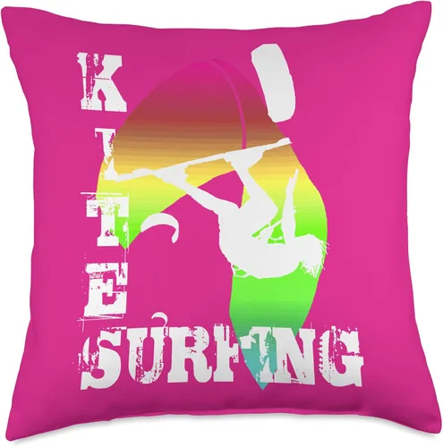 Vista 4 de Kitesurf Gifts and Surf Lover Tees by taiche Surfing with Freestyle Kitesurfer and Kite 11 Throw Pillow, 16x16, Multicolor