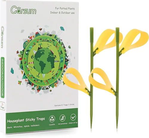Vista 12 de Garsum Trampa para Moscas de la Fruta Amarilla Pegajosa 18 piezas Matamoscas de Hongos para Plantas de Interior y Exterior Atrapador de Insectos