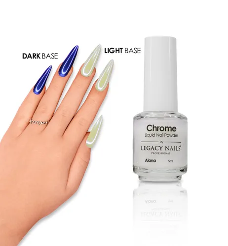Vista 4 de LEGACY NAILS Polvo líquido profesional para uñas CROMADO - ALANA 0.2 fl oz - Revela la magia de los efectos iridiscentes, nacarados y metálicos - Di