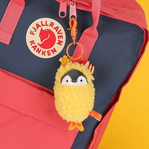 Vista 5 de BONICI Disfraz creativo de camarón frito y divertido para hombre y mujer, diseño de pingüino con colgante de bebé, llavero para regalo, bolso
