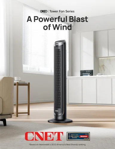 Vista 7 de [Usado] DREO Ventilador de torre para dormitorio, ventiladores oscilantes de 90° Negro