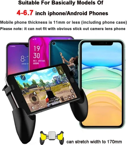 Vista 5 de Mobile PUBG Game Controller Handle Grip With Cooling Fan Triggers Phone L1R1 Trigger Cooler Gamepad With Radiator For Phone iPhone Android iOS