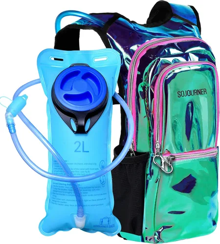 Vista 11 de SoJourner Bags, Rave Hydration Pack - Bolsa de agua de 2L incluida, para festivales, raves, senderismo, ciclismo, fiestas, escalada, carrera y más