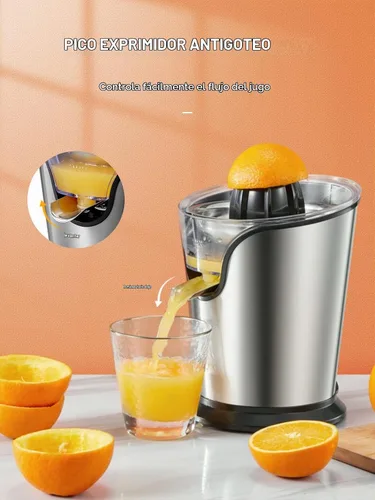 Vista 6 de FOHERE Exprimidor de Jugo de Naranja Exprimidor Eléctrico de Cítricos con Dos Conos Intercambiables Adecuado para Naranja, Limón y Pomelo, Acero