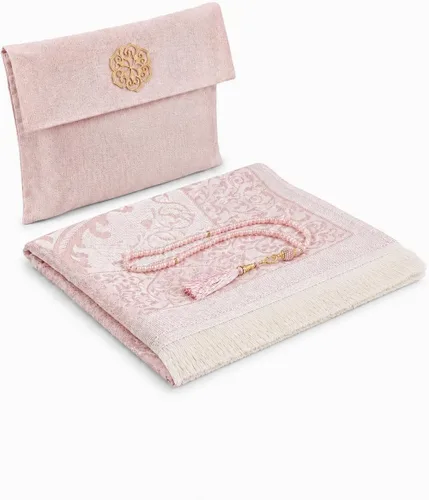 Vista 9 de ihvan online Alfombra de oración musulmana con 99 cuentas Tasbih y bolsa de viaje, tafetán suave sajadah, ligero y plegable, tapete de oración Negro