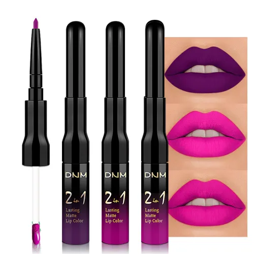 Vista 30 de evpct Juego de 3 lápices labiales líquidos y delineadores de labios para mujeres, 24 horas de larga duración, 24 horas, lápiz labial mate de larga