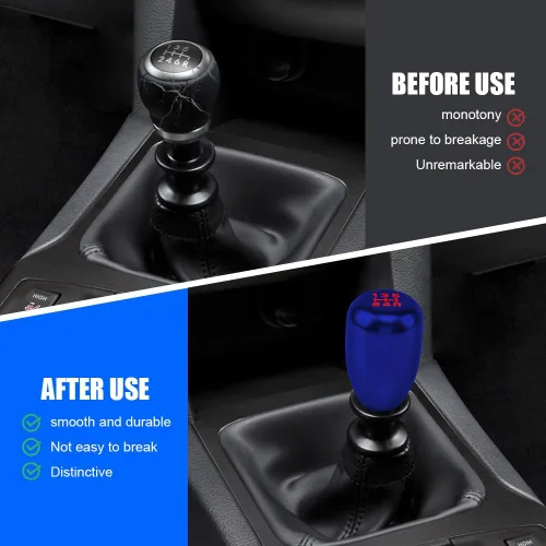 Vista 5 de Zufoty Pomos de palanca de cambios para automóvil, perilla de cambio de transmisión manual, perilla de palanca de cambios de 5 velocidades con Azul