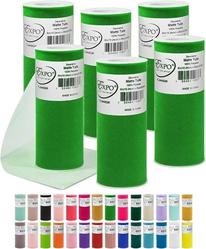 Vista 17 de Expo International Tul mate decorativo, tela de tul de poliéster ligero para tutús, disfraces y decoraciones de fiestas, lavable, fácil de usar, 6