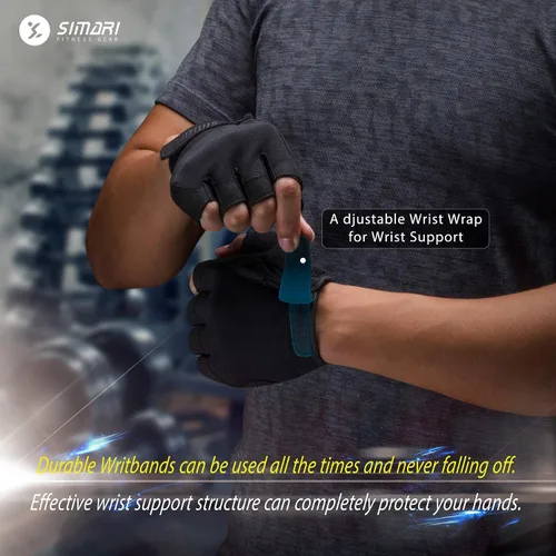 Vista 3 de SIMARI Guantes de entrenamiento transpirables para hombres y mujeres, guantes acolchados para levantamiento de pesas con gran agarre, protección