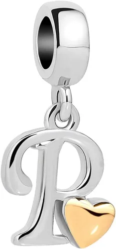 Vista 18 de Abalorio de letra inicial de la A a la Z para pulseras Pandora para mujeres, alfabeto familiar, corazón dorado, Navidad, cumpleaños