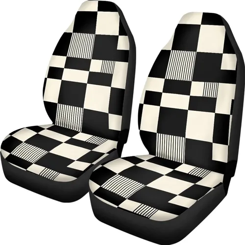 Vista 18 de Mumeson Fundas protectoras de asiento delantero de automóvil con estampado de calavera y girasol, fundas elásticas para asiento de automóvil, 2