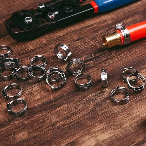 Vista 5 de HOLYBEAR Abrazadera de cincha PEX de 1 pulgada, anillos de crimpado de acero inoxidable, abrazaderas de manguera de oreja única para conexiones
