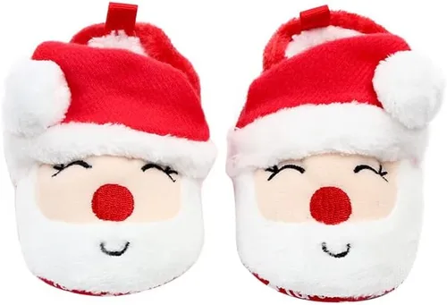 Vista 2 de Zapatos de Navidad para bebé recién nacido, zapatos de Papá Noel, zapatos de forro polar, zapatos de invierno cálidos para primer caminar