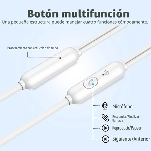 Vista 3 de Auriculares 5 en uno, auriculares con cable con bloqueo de ruido estéreo de graves pesados, micrófono, compatible con iPhone, teléfonos Android