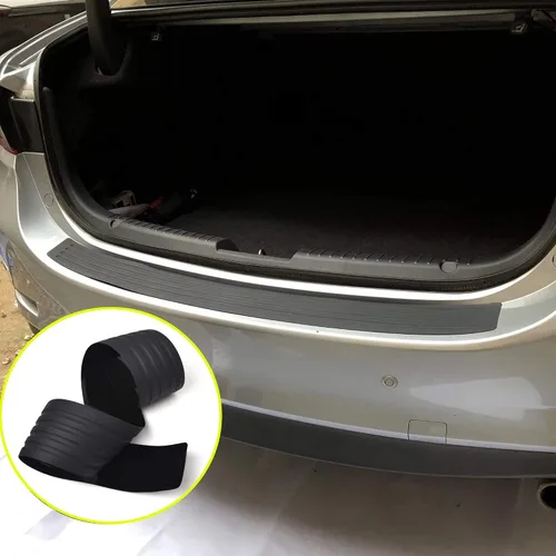Vista 6 de iJDMTOY Protector de goma negra de silicona para el borde trasero del maletero con cinta de doble cara compatible con auto, camión, SUV, etc
