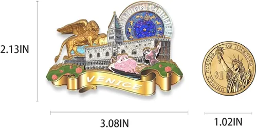 Vista 3 de Italia Venecia imán de nevera de madera 3D monumentos de viaje coleccionables recuerdos decoración hecha a mano