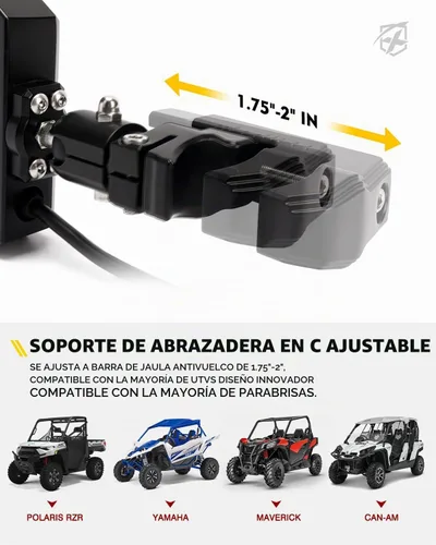 Vista 6 de Xprite UTV Side Rear View Mirrors with LED Lights for 1.75"-2" Roll Cage