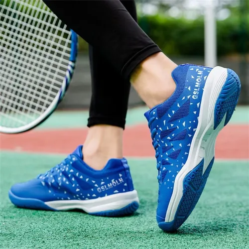 Vista 5 de Jakcuz Zapatos de tenis de bádminton para mujer, zapatos de pickleball, squash, voleibol, con cordones, para entrenamiento de cancha en interiores