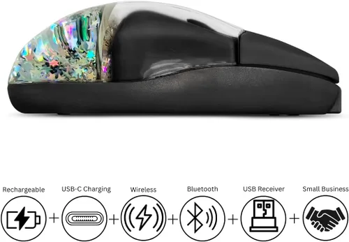 Vista 2 de Liquid Glitter - Mouse inalámbrico Bluetooth - Ratones silenciosos recargables tipo C - Ratón inalámbrico óptico USB portátil, compatible