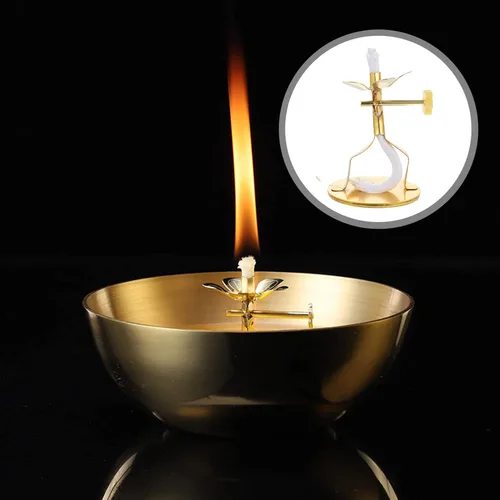 Vista 3 de DECHOUS 2 piezas de lámpara de aceite Soporte de mecha Estante de mecha Temple Pray Oil Candle Mechas Buddha Oil Lamp Parts Accesorios, pequeño