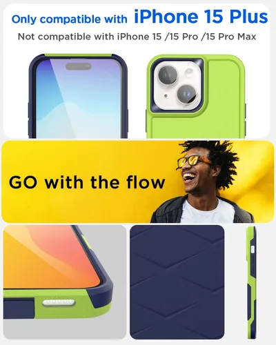 Vista 2 de AICase Funda para iPhone 15 Plus con protector de pantalla de vidrio + lente de cámara, resistente protección contra caídas, cuerpo completo