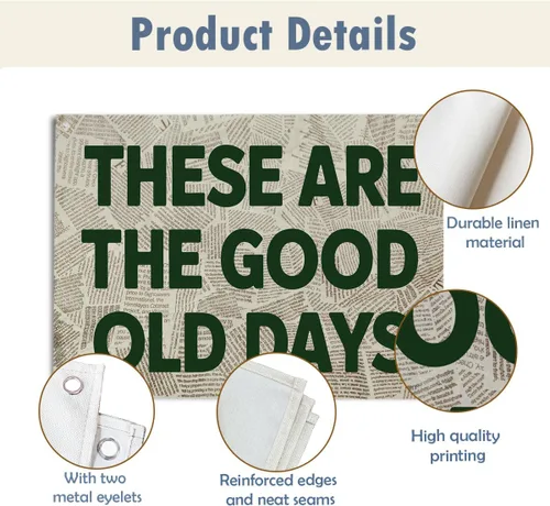 Vista 3 de Lienzo decorativo para pared con texto en inglés "These Are The Good Old Days" (Estos son los buenos viejos días), póster decorativo estético