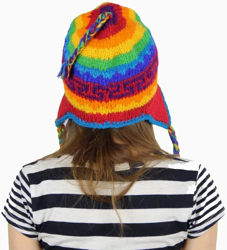 Vista 4 de KayJayStyles Nepal - Gorro de lana con diseño de calavera de esquí 100% lana