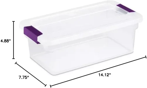 Vista 2 de Sterilite Caja de almacenamiento Clearview de 6 cuartos (Qt) con pestillos morados