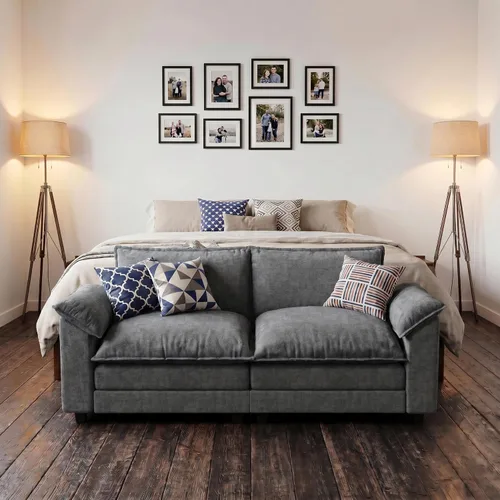 Vista 4 de Homall Sofá Seccional Modular de 80", Sofá Biplaza con Cojín de Doble Capa, Combinación DIY de Chenille Profundo Sofá Nube de 2 Asientos para Sala