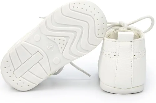 Vista 4 de Sawimlgy Zapatos Oxford de cuero suave de primera calidad para bebés y niñas, zapatos de boda con suela de goma resistente, impermeables
