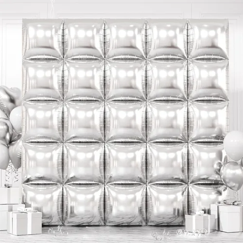 Vista 11 de Globos cuadrados metálicos dorados y negros de doble cara para pared, globos de aluminio cromado de 19 pulgadas, kit de arco de túnel para despedida