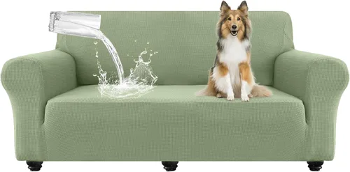 Vista 11 de Funda de sofá impermeable para mascotas, protector de sofá de TPU de doble capa, 100% a prueba de fugas, a prueba de perros, elástico, Beige