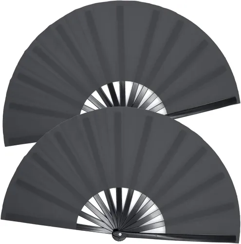 Vista 9 de OMyTea Abanicos de mano plegables grandes para hombres y mujeres, ventiladores de mano chinos japoneses de Kung Fu Tai Chi - para EDM, festival