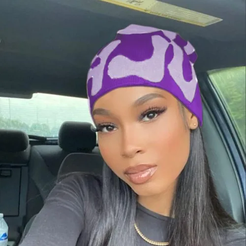 Vista 5 de HYPEHOME Y2k Beanie - Gorro de punto de invierno para mujer, gorro de calavera para hombre