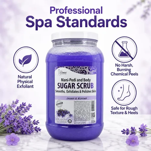 Vista 6 de SPA REDI Exfoliante corporal de azúcar, lavanda y flores silvestres, 128 onzas exfoliante, hidratante, hidratante y nutritiva, brillo, pulido, piel