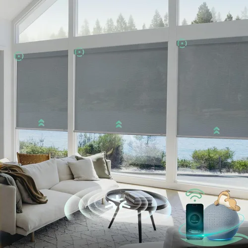 Vista 24 de Yoolax Persianas Inteligentes, Persianas Enrollables Motorizadas Matter Opacas Blackout Automáticas para Ventanas, Persianas Motorizadas Compatibles