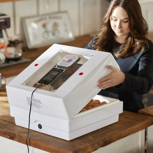 Vista 8 de Farm Innovators 4250 Incubadora digital de aire circulado con calefacción (encubadora para huevos) con girador automático de huevos para mejorar