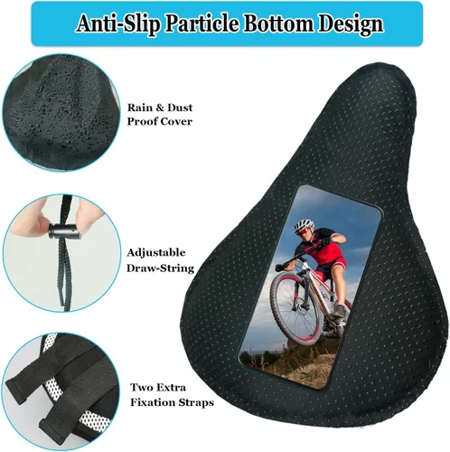 Vista 5 de Geronmine Funda de Asiento de Bicicleta de Gel Acolchada Cubiertas de Sillín de Bicicleta para Mujeres y Hombres, Funda de Cojín de Asiento