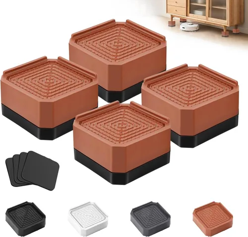 Vista 11 de Elevadores de cama para muebles – Elevador de bloque rectangular ajustable para elevar 1.5-3 pulgadas y 4.3 pulgadas camas, mesas, sofás