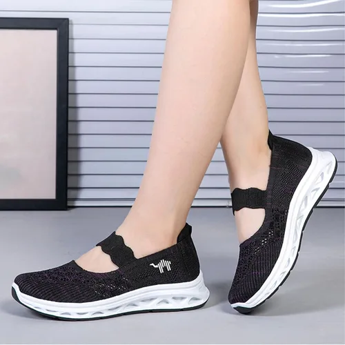 Vista 3 de Zapatos ortopédicos Mary Jane para mujer, malla transpirable, ligeros, suela suave, zapatos para diabéticos, zapatos de enfermera, zapatos