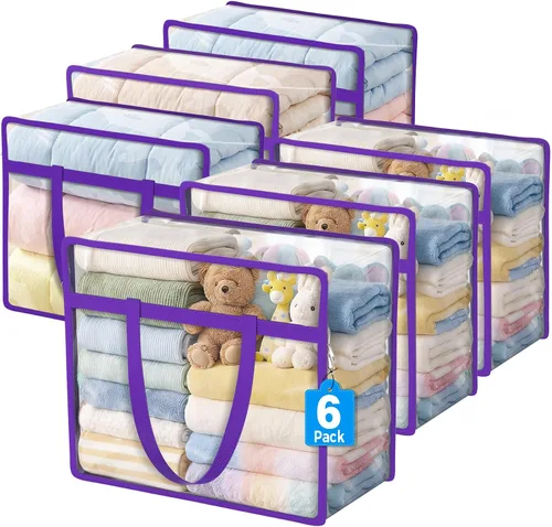 Vista 10 de Bolsas de almacenamiento Budding Joy con cierre transparente para ropa, organizadores de armario de 40L y contenedores de almacenamiento, bolsa