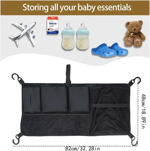 Vista 2 de Red de carga para cochecito, organizador de accesorios Abnaok Wagon compatible con modelos WONDERFOLD Serie W, bolsa de almacenamiento de malla