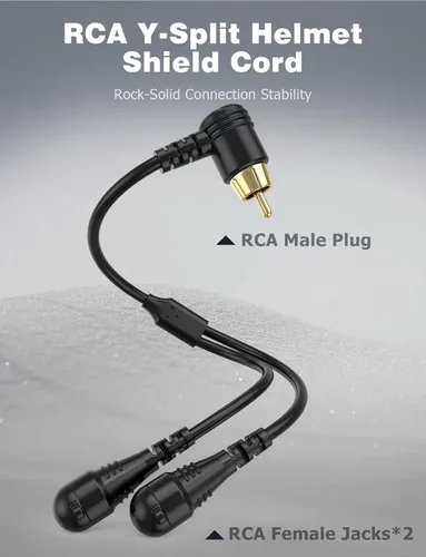 Vista 4 de Mellbree Snowmobiles - Cable divisor en Y de RCA para casco, de 10 pulgadas con conector dorado para calentador y visera o para dos personas