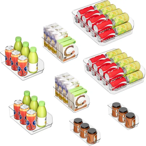 Vista 11 de Ettori Organizador de botellas de agua, paquete de 2 cubos organizadores de refrigerador y contenedores de almacenamiento transparentes