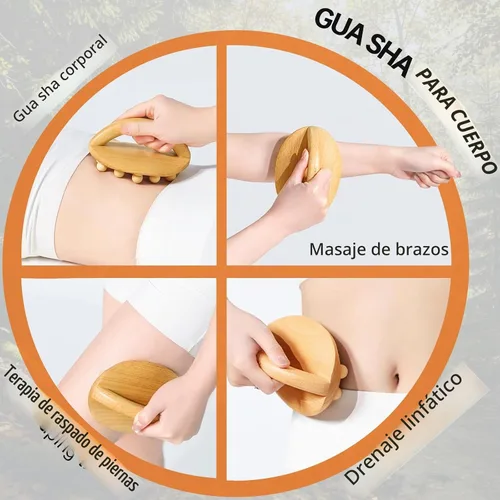 Vista 3 de Herramientas de masaje de terapia de madera, herramienta de masaje para celulitis y cepillo corporal de masaje Professional Meridian Pressure
