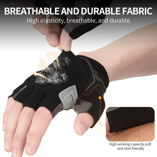 Vista 5 de Souke Sports Guantes de ciclismo para hombre con almohadillas de gel, guantes de bicicleta de medio dedo, ligeros, antideslizantes, absorben