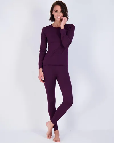 Vista 2 de Conjunto de ropa interior térmica para mujer, ropa interior térmica para mujer, parte superior e inferior con forro polar