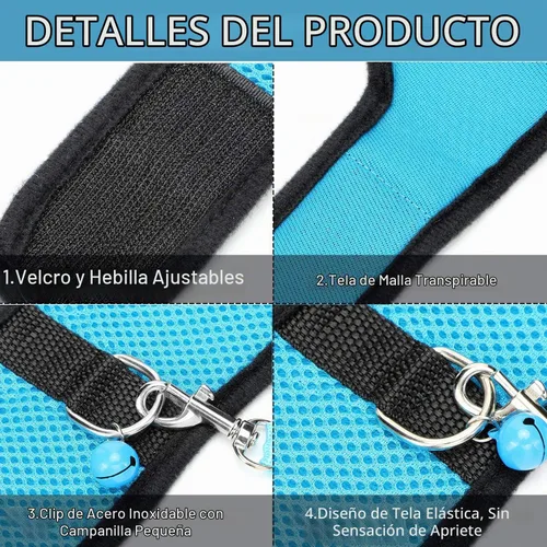 Vista 4 de SATINIOR 2 juegos de arnés y correa ajustable de malla suave para conejillo de indias, chaleco cómodo para bebés hurones, ratas, hámster, conejo