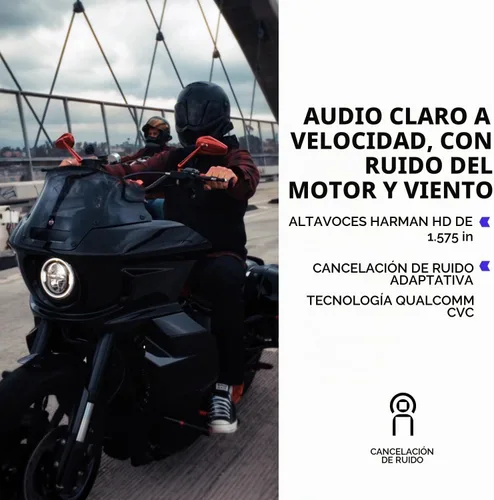 Vista 3 de EXOCOM LINK-1C Sistema de comunicación de intercomunicación para casco de motocicleta - Altavoces HD delgados de 40mm con intercomunicador Bluetooth