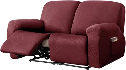 Vista 30 de vctops Funda reclinable con diamantes de 4 piezas, funda elástica para sofá reclinable de 1 plaza, protector suave y sólido para muebles con correa